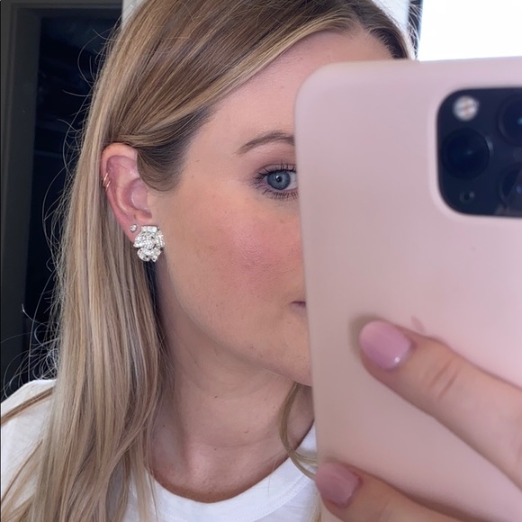 Crystal Clip on Flower Earrings - Picture 8 of 8